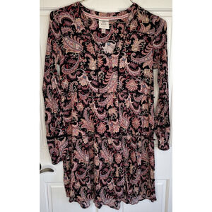 Knox Rose Women's Boho Tiered Dress Sz S Crinkle Ruffles Dark Romance Peasant